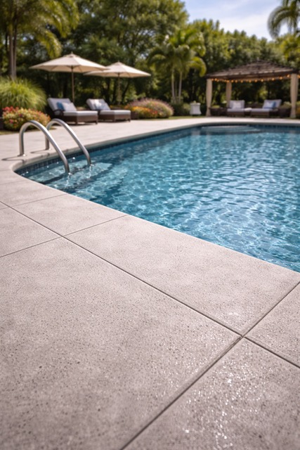 Clear Anti slip Coating Improving Traction on a Wet Pool Deck Surface
